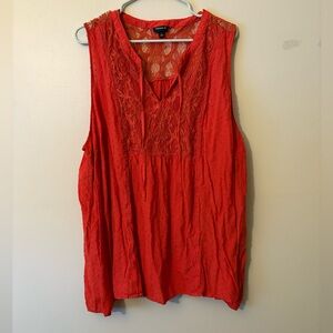 Torrid Orange Lace Detail Sleeveless Blouse, Size 5X Women’s